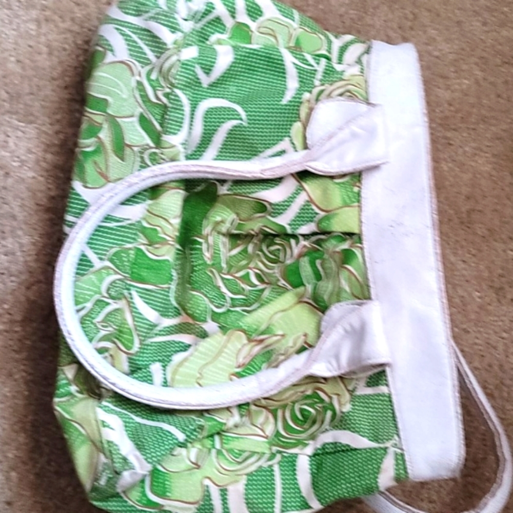 Green flower print purse
